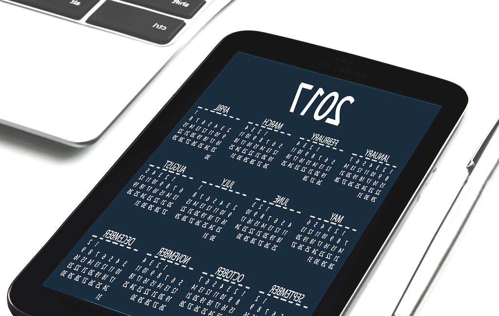 Editorial calendar layout and blog post planning on a tablet
